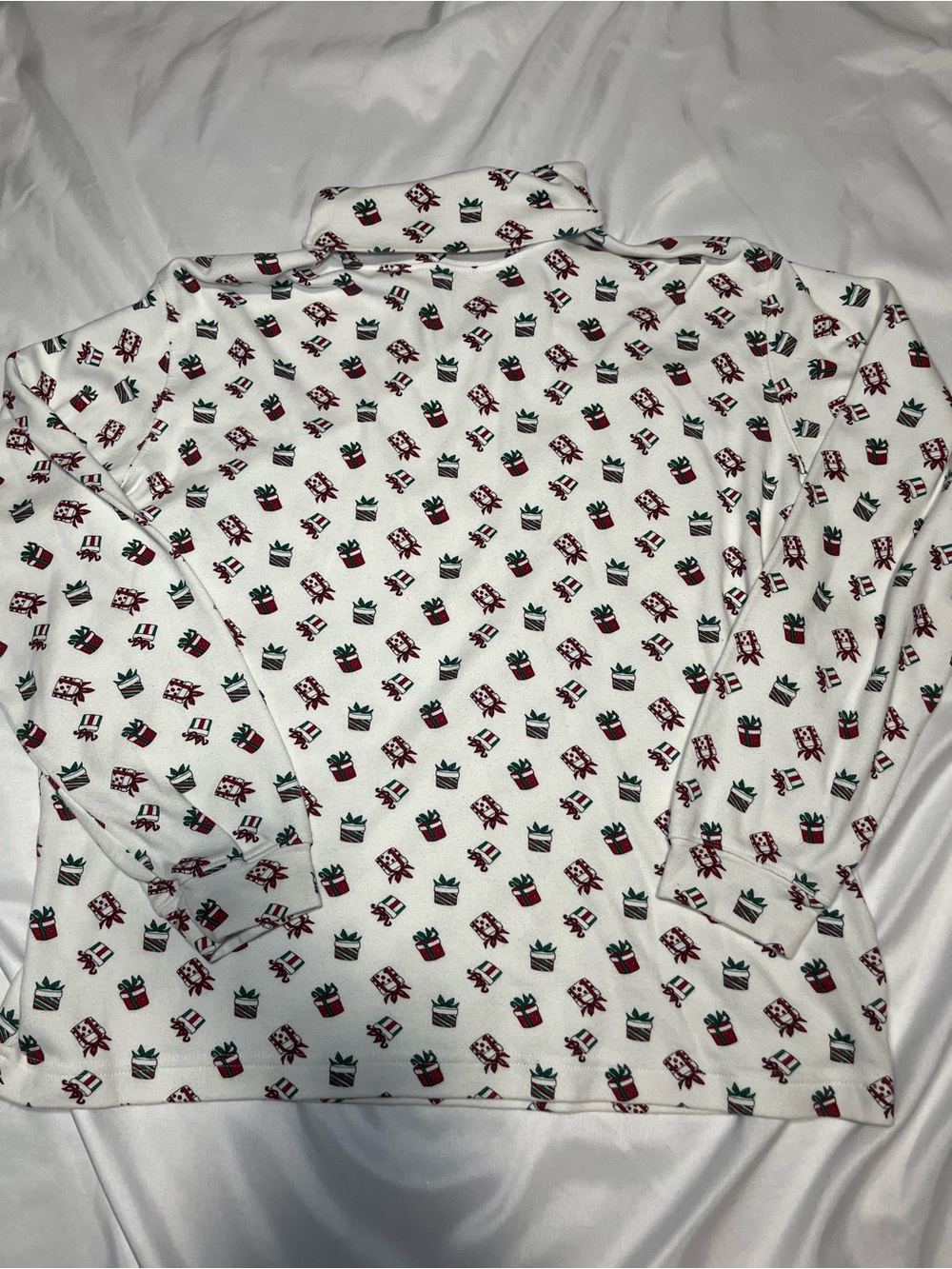 Vintage 90s Turtleneck Women M White Presents Christmas Holiday Retro Granny